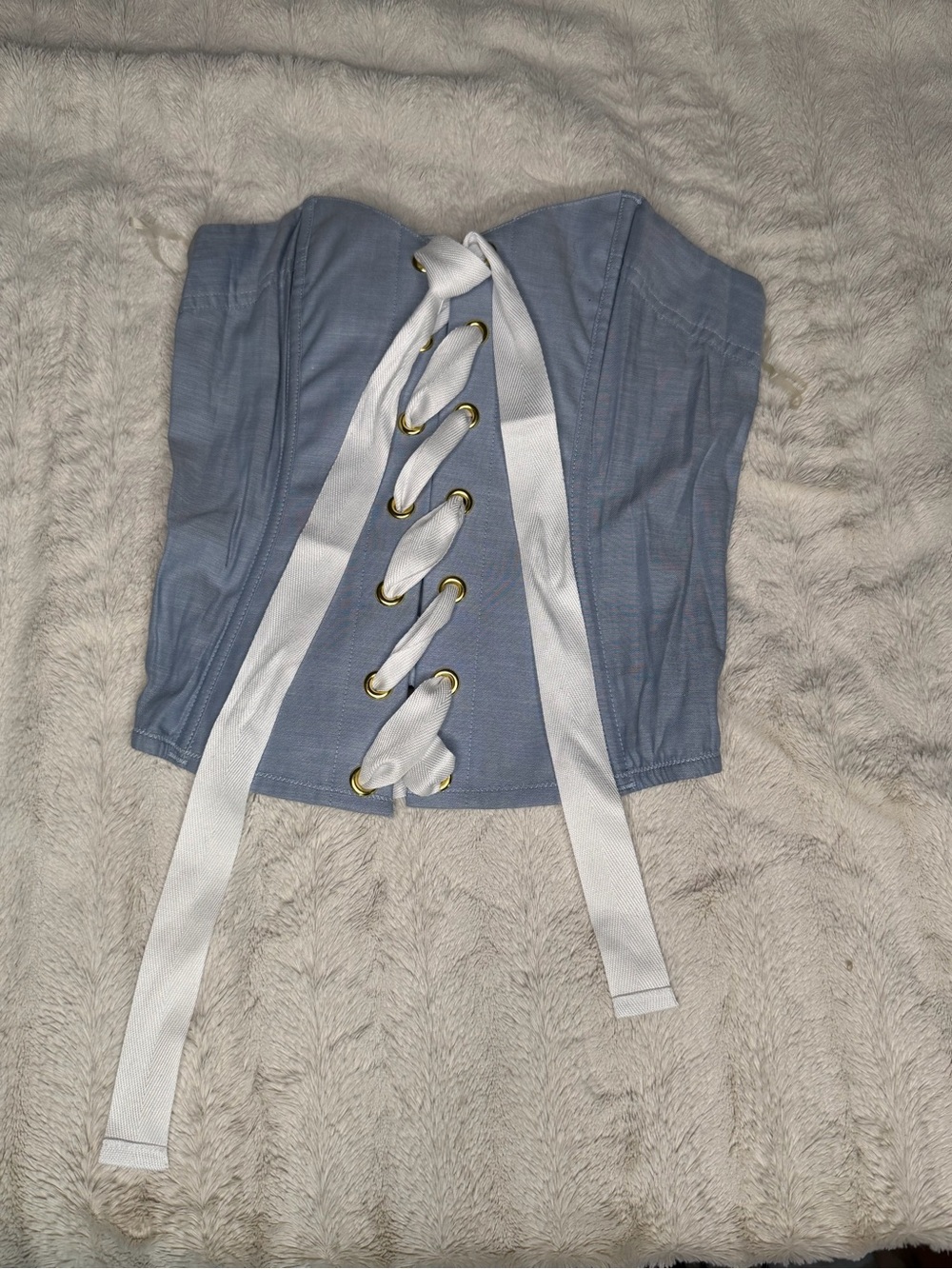 Victoria's Secret Light Blue Corset-Style Top with White Lacing